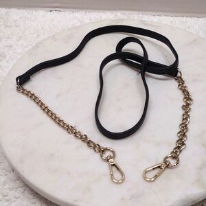 Black Faux Leather Chain Strap 47" Long x 3/8" Wide #135-36
